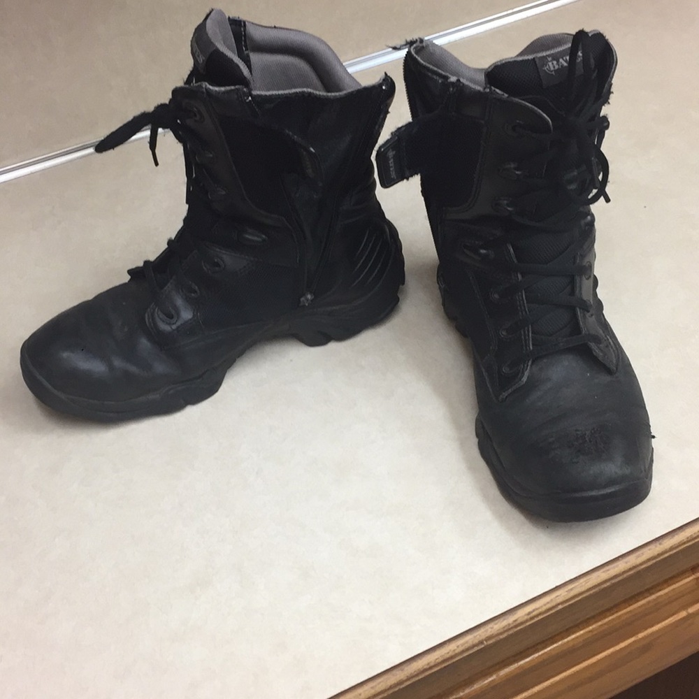 Black combat zip-up Bates boots